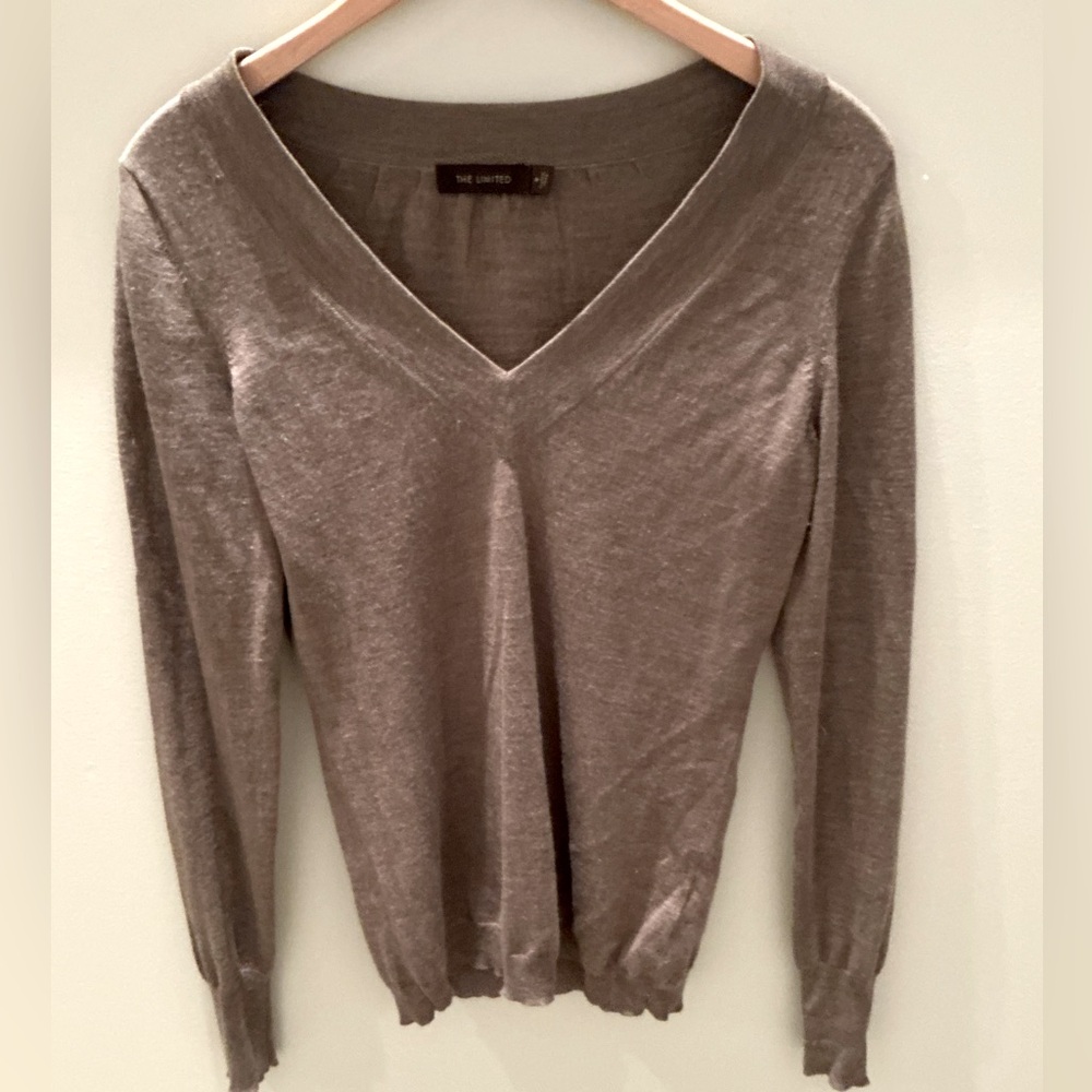 The Limited Women's V-Neck Sweater in Taupe